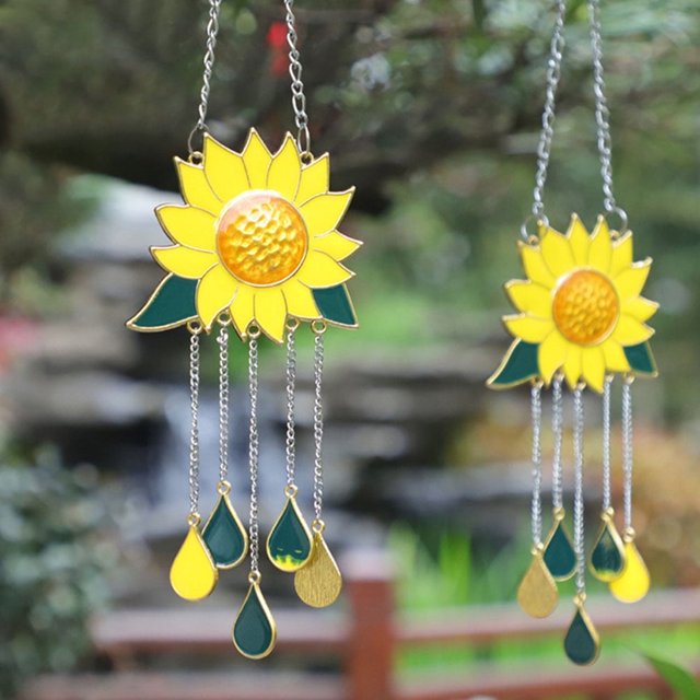 unbranded 1Ud Adorno Colgante De Girasol Con Carillón De Metal Zinc Para Exterior
