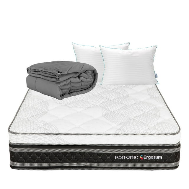 Colchón King Size Ergosum + Almohadas Royal Twin + Edredón Homy