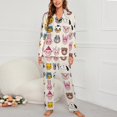 ANYWAY.GO Long Sleeve Pajama Set for Women Cartoon Animal Face Pattern