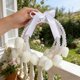 thumbnail image 5 of Ramo de novia con lazo de perlas y seda | Ramo de novia artificial para la niña de las flores | Arreglo floral artificial para la decoración de la fiesta de la iglesia de la boda, 5 of 6