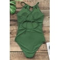 thumbnail image 4 of Cupshe Women's Green One Piece Swimsuit Tummy Control Cutout High Neck Bathing Suit, XL, 4 of 5