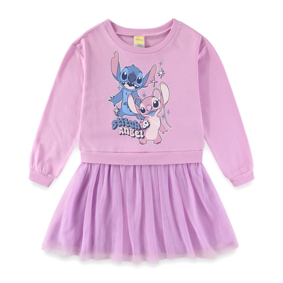 Disney Lilo and Stitch Angel Long Sleeve Tulle Dress (Girls), Sizes 4-14