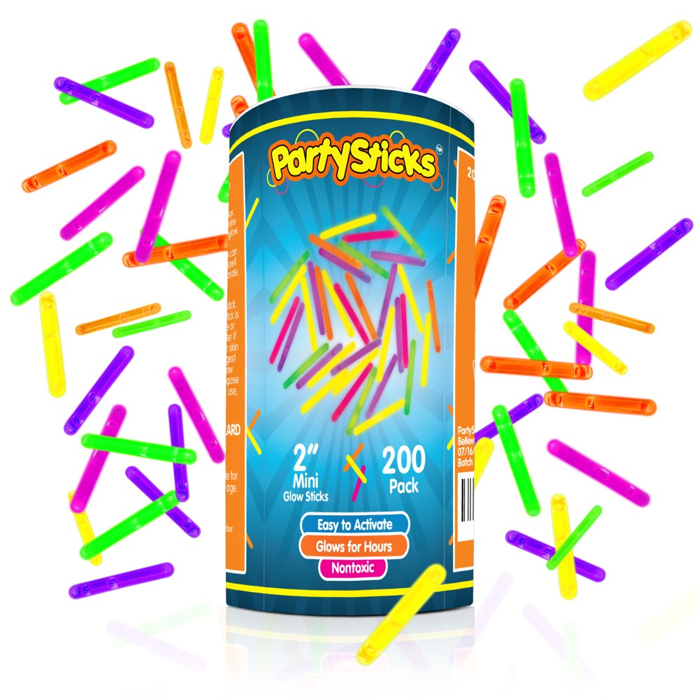PartySticks 200 Mini Glow Sticks 2 Inches, Longlasting, Nontoxic 5