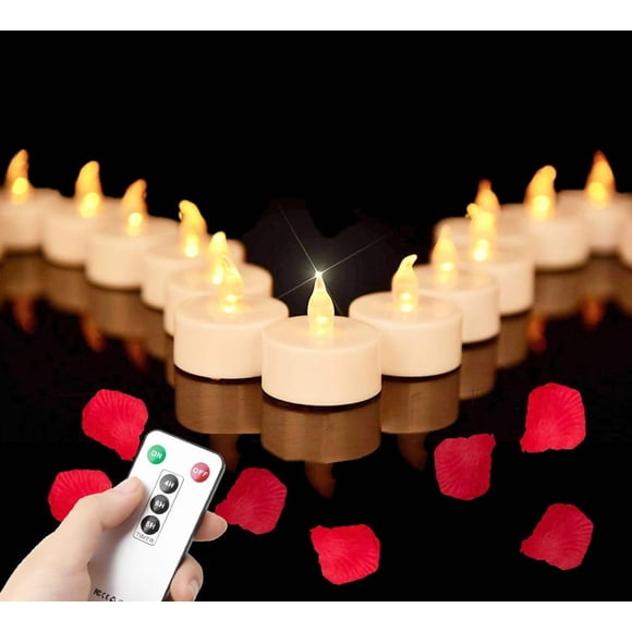 Velas LED de té Mookray con mando a distancia de 3,6 cm, color amarillo cálido