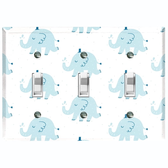 Metal Light Switch Plate Cover Cute Baby Blue Elephant ZOO005