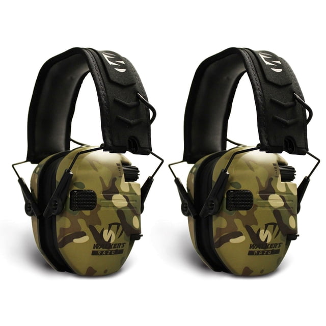 Walkers Razor Slim Electronic Ear Muffs with NRR 23 dB, (2 Pack)