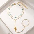 thumbnail image 2 of VNOX Stainless Steel Gold Tone Turquoise Snake Hand Chain Bracelet for Anniversary Gift, 2 of 6