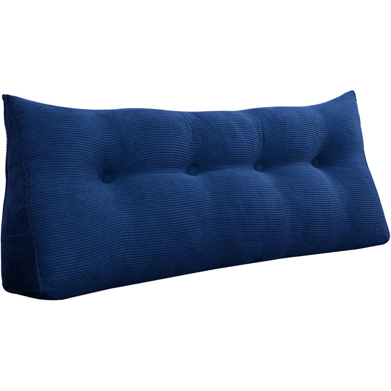 WOWMAX Backrest Bed Reading Pillow Wedge Bolster Navy Blue Velvet
