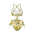thumbnail image 5 of Xoenoiee Butterfly Lemon Plumeria Flower Print Women's 2 Piece Bikini Set Cutout Swimsuit High Waisted 2026 Summer Beach Swim Bathing Suits for Women, L, 5 of 7