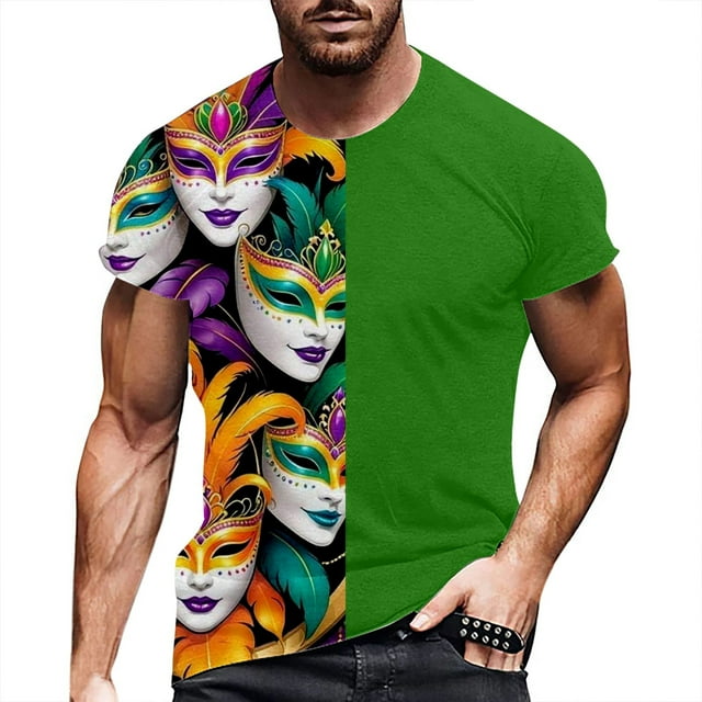 LUOGENLI T-shirts pour Homme pour Hommes T-Shirt de Carnaval à Manches Courtes à Col Rond T-Shirt Floral Tendance de Mode Chandail de Base Hauts T-shirts Amusants pour Hommes T-shirts Graphiques la Saint-Patrick Vert TTG
