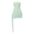 thumbnail image 6 of ClodeEU Women's Halter Choker Strapless Ruched Bodycon Mini Dress,Trendy Ruffle Hem Club Party Short Dress Green,Women's Plus XL, 6 of 6