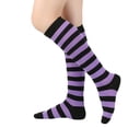 thumbnail image 3 of Women Knee High Striped Socks Cotton Blend Wide Stripe Calf Mid Tube Hosiery for Daily Fashion Green, 3 of 3