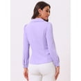 thumbnail image 4 of DARING DIVA Pan Collar Bow Tie Neck Work Office Shirt M Light Purple, 4 of 6