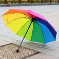 thumbnail image 6 of Shoreew Extra Large Rainbow Folding Umbrella Sun Blocking UV Protection Umbrella Waterproof Windproof 10 Ribs Kids Adults Sun Rain Umbrella, 6 of 7