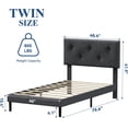thumbnail image 3 of Flolinda Twin Size Bed Frame with Fabric Headboard, Strong Wooden Slats, Non-Slip and Noise-Free, No Box Spring Needed, Easy Assembly, Dark Grey, 3 of 8