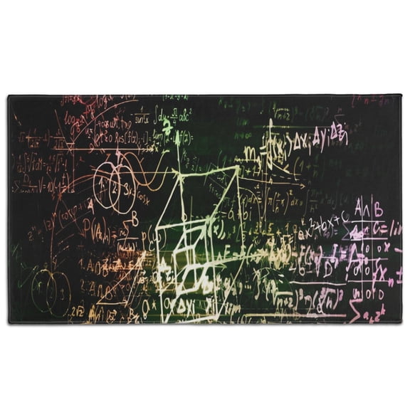 Math Equations Glowing Formulas Black Pattern Door Rugs,Washable Non Slip Door Mats Indoor,Decorative Door Mats,Entry Mat Indoor for Entrance,Bedroom,Kitchen,Bathroom,17"x30"