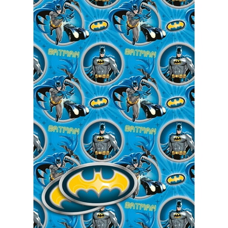 Danilo Promotions LTD PresNok Batman Gift Wrapping Paper 2 Sheets 2 Labels Birthday Superhero Wrapping Paper