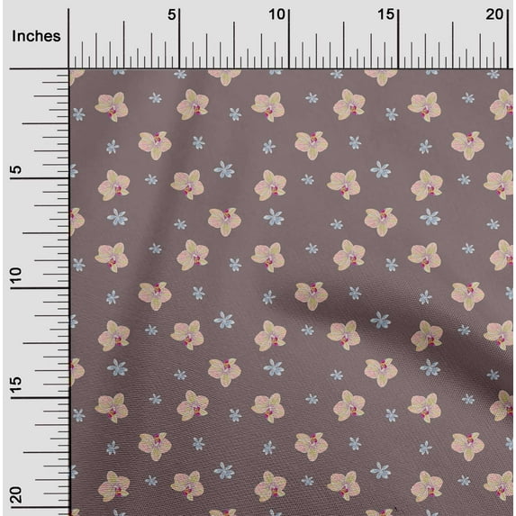 oneOone Cotton Poplin Fabric Orchid Floral Print Fabric By Yard 56 Inches Wide
