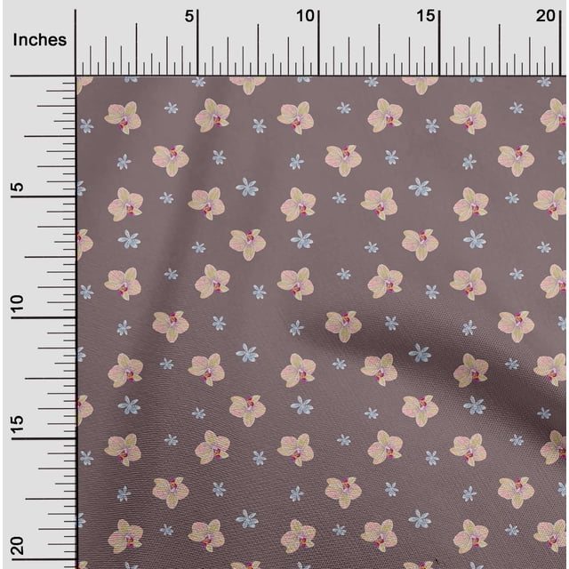 oneOone Georgette Viscose Fabric Orchid Floral Print Fabric BTY 42 Inches Wide