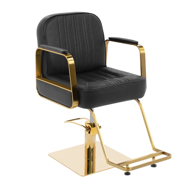 Sillón Barber Onof BILBAO Cuadrada C/ Asiento Ajustable Y Giratoria Color Negro-Dorado