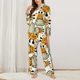 thumbnail image 3 of Disketp Pajamas Set Long Sleeve Sleepwear Womens Button Down Nightwear Pj Sets-Giraffes Head, 3 of 9