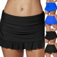 thumbnail image 2 of Bikini Bottom Solid Low Rise Swim Mini Skirt with Cheeky Ruffle Trim Quick Dry Fabric Swim Bottoms Women's Swimsuit Black S, 2 of 7