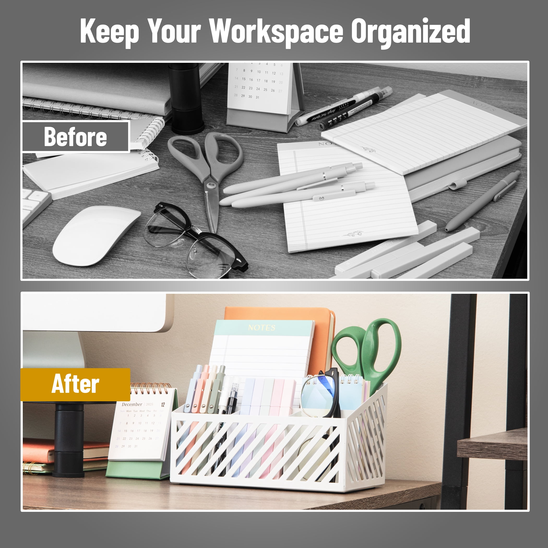 Mind Reader Desktop Organizer and Mail Sorter, Five Compartments, Office Supplies and Accessories, Metal, White