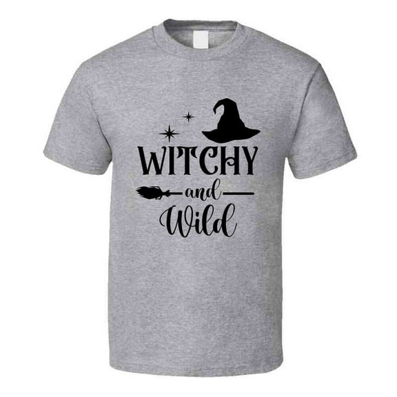 Witchy And Wild Funny Halloween Tee Cool Fall T-shirt Holiday Novelty T Shirt