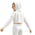thumbnail image 7 of Aislor Girls Mesh Long Sleeve Drawstring Hooded Crop Top for Hip Hop Jazz Dancewear White 8, 7 of 7