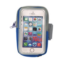 Unique Bargains 1 Pc Classic Arm Phone Holder with Zipper for Hiking Gym Neoprene Blue