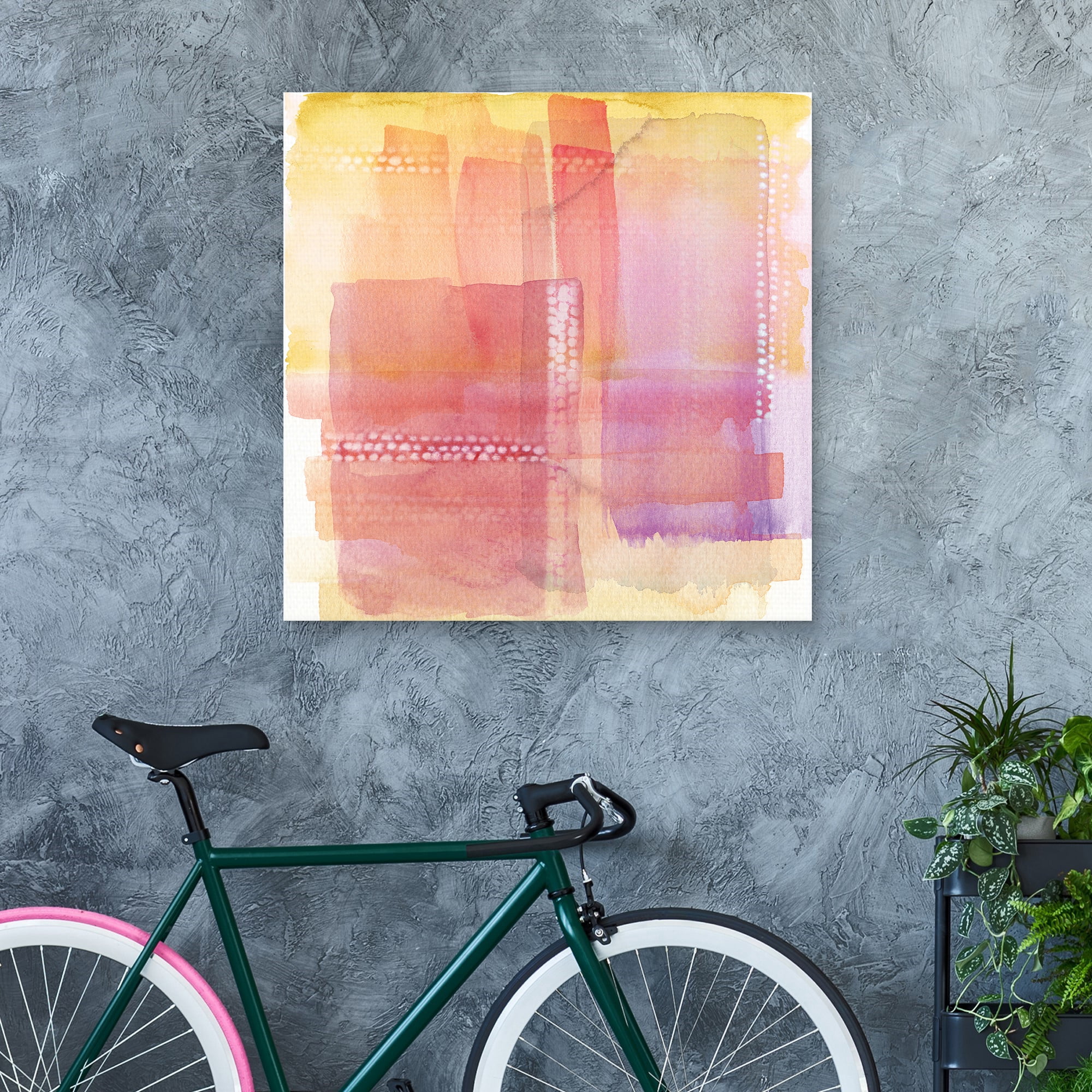 Nikki Chu Pink Water Lines Abstract Canvas Art Print, 35" x 35", by Nikki Chu