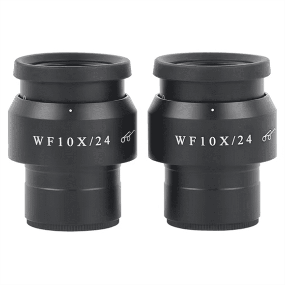 2 Pcs WF10X/24MM Microscope Eyepiece Grand Champ Jumeau Stéréo Accessoires de Lentille Microscope, 2 Pcs Eyepiece, Noir