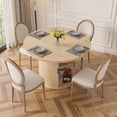 thumbnail image 6 of Hawsaiy 5-Piece Dining Table Set for 4, 47" Round Dining Table Set with 4 PU Leather Dining Chairs, Modern Farmhouse Table Set for Dining Room (Natural+Beige), 6 of 10