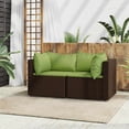 thumbnail image 1 of vidaXL Garden Corner Sofas with Cushions 2 pcs Brown Poly Rattan, 1 of 5