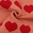 thumbnail image 4 of QSAWXQZ Women's Valentine's Sweater Knitting V Neck Heart Print Striped Pullover Top Rose Gold XL, 4 of 6