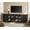 Dark Walnut and Black, variant on WAMPAT Farmhouse 2 in 1 TV Stand set for Living Room,Drawers Storage Cabinet with Mesh Door and Adjustable Shelf,Media TV Console Table for Dining and Bed Room,Dark Walnut and Black