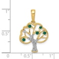 thumbnail image 4 of Real 14kt Yellow Gold Created Emerald and Diamond Polished Tree Pendant; for Adults and Teens; for Women and Men, 4 of 4