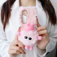 thumbnail image 3 of Nalacover Furry Plush Case for Samsung Galaxy Z Fold4, Shining Sparkle Rhinestones Cute Cartoon Briquette Fluffy Thin Cover with Warm Cold Weather Glitter Diamond Lens Frame Protection Case,Pink, 3 of 8