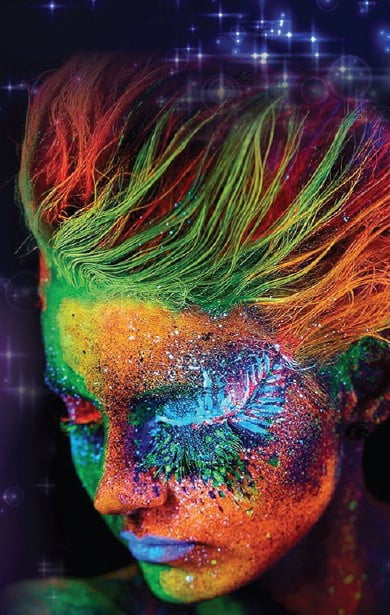 UV Reactive Hair Gel, Halloween Make Up for Adults, by Splashes & Spills