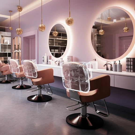 EUWBSSR 3PCS Salon Chair Cover Protectors Waterproof Plastic Clear Soft Salon Chair Back Cover Fits Most Standard Salon Chairs Office Chairs