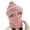 Pink, variant on Xfvqtps Womens 3 in 1 Beanie Neck Scarf and Mask Plush Brim Cute Pompom Furry Solid Color Thickened Windproof Coldproof Warm Outdoor Cycling Winter Headband Cap Coffee