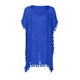 thumbnail image 4 of Swimsuit Cover up For Women Women's New Fashion Beach Sexy Solid Hem Cover Up Swimwear Blue One Size, 4 of 4