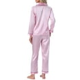 thumbnail image 3 of INSPIRE CHIC Women's Satin Pajama Set Silky Long Sleeve Button Down Striped Leopard Sleepwear with Pocket L Light Pink Striped, 3 of 5