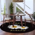 thumbnail image 4 of Round Area Rug 8 Ft, White Daisy Washable Non-Slip Circle Carpet for Living Room/Bedroom, Spring Hello Daisy Floral Black Collection Low-Profile Large Area Rugs for Indoor, 4 of 7