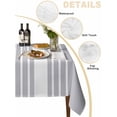thumbnail image 3 of Light Grey Striped Tablecloth Square Table Cloth 60x60, Waterproof Outdoor Table Cloth Covers Decorative Table Protector, White Simple Neutral Modern Washable Table Cover for Kitchen Dinning Party, 3 of 8