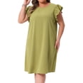 thumbnail image 2 of DARING DIVA Women's Plus Size Flare Sleeve Sleeveless Tank Dress 3X Green, 2 of 6