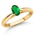 thumbnail image 2 of Gem Stone King 0.40 Ct Oval Green Nano Emerald 10K Yellow Gold Solitaire Engagement Ring, 2 of 4