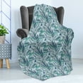 thumbnail image 4 of Exotic Soft Flannel Fleece Throw Blanket, Chameleon Reptile on Tropical Leaves, Cozy Plush for Indoor and Outdoor Use, 60" x 80", Pale Blue Seafoam, by Ambesonne, 4 of 5