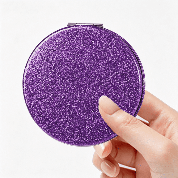 HBMYN Folding Compact Mirror, Pocket Mirror, Handheld Small Glitter Mirror for Purse, Portable Travel Makeup Mirror, 2-Sided 1x/2x Magnifying Mirror for Women Girls