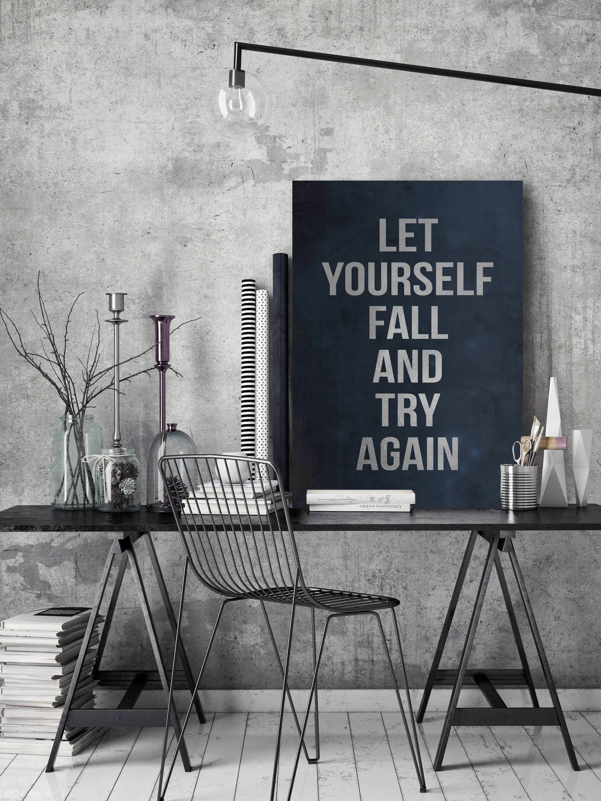 Let Yourself Fall and Try Again Painting Print on Wrapped Canvas